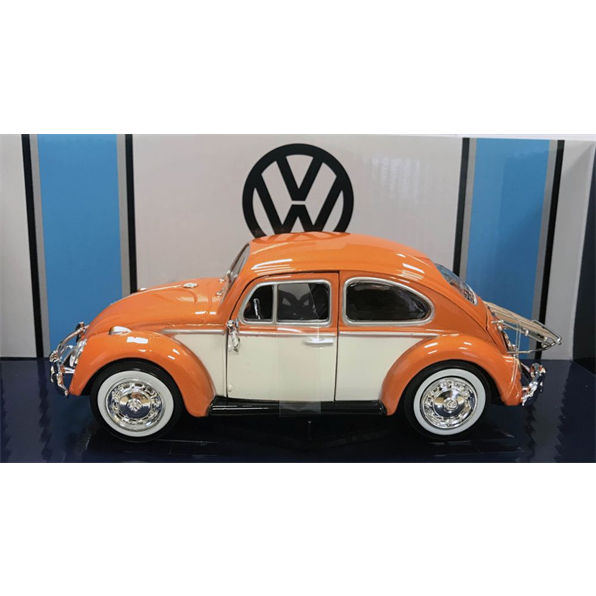 VW Beetle Orange/Beige 1966 w/Rear Luggage Rack John Ayrey Die Casts